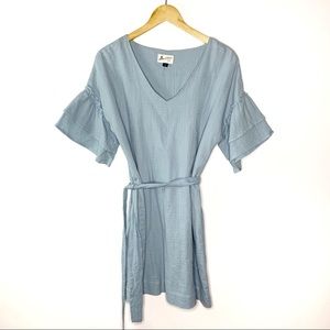 Universal Thread Blue Ruffled Dress Belted Waist